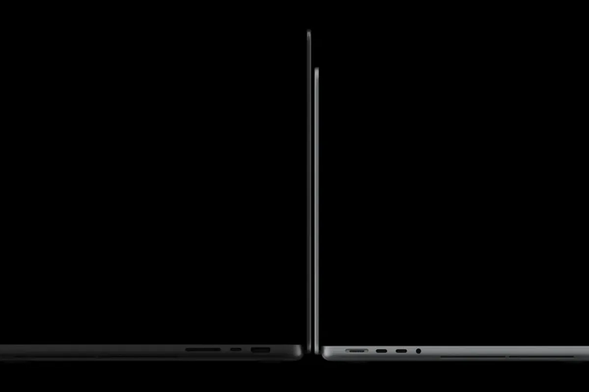 The new MacBook Pro in profile showing its thinner design