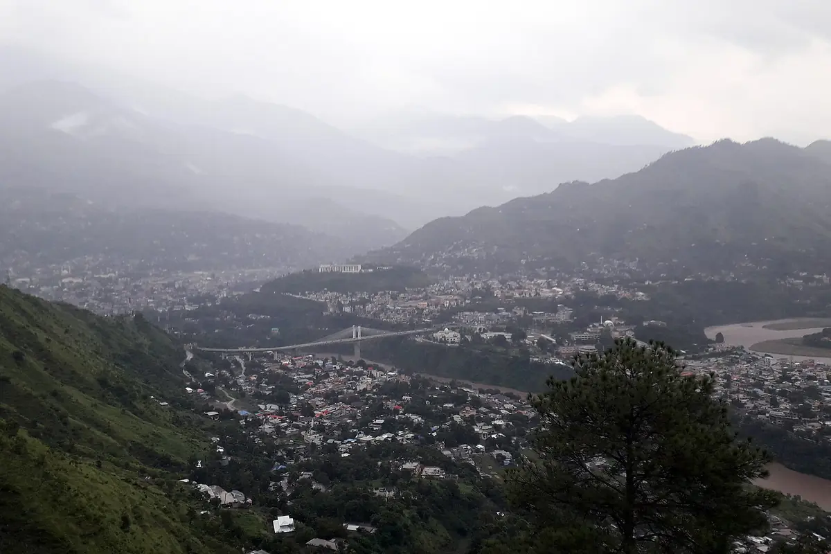 Muzaffarabad city in its river valley