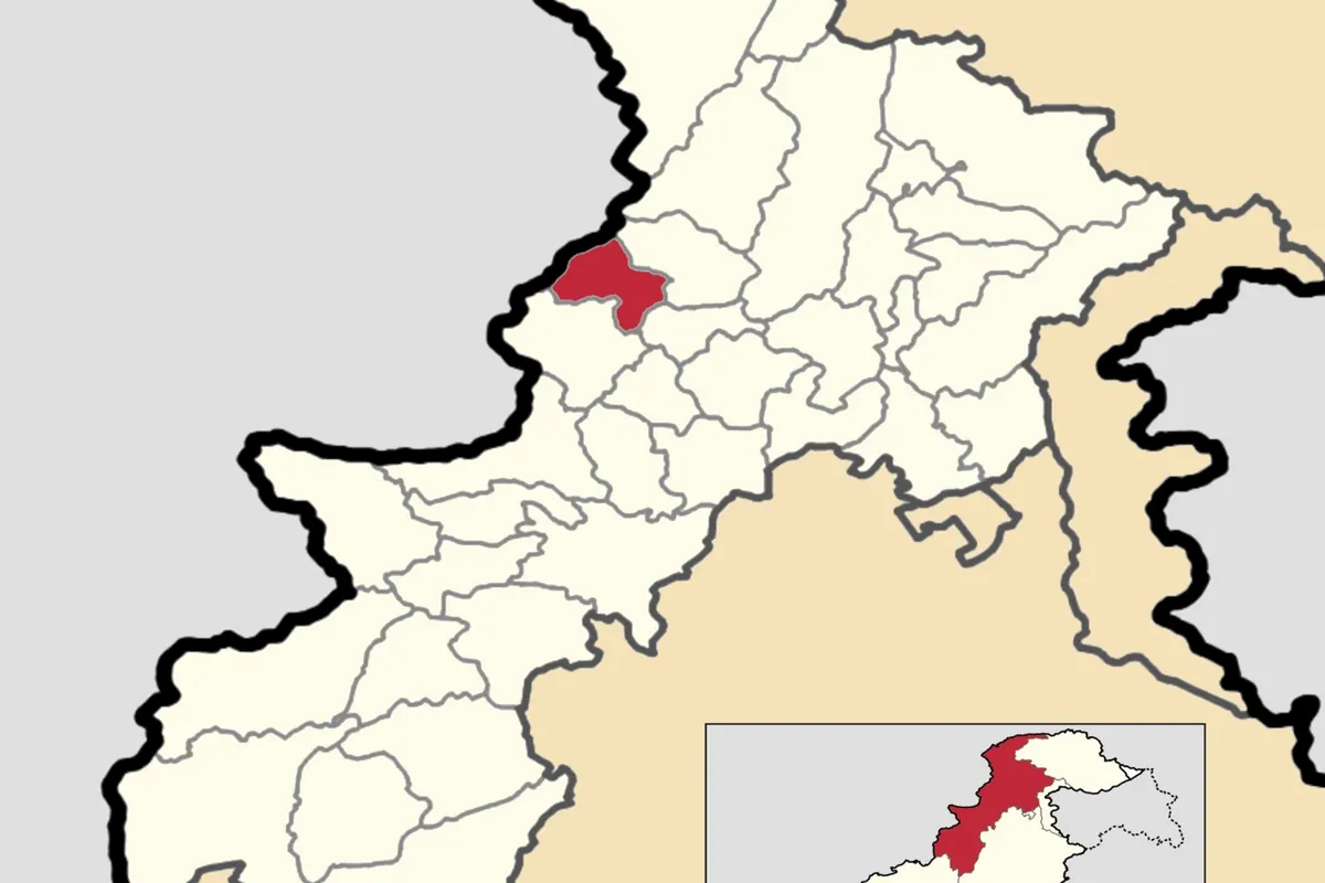 خیبر پختونخوا کے نقشے میں باجاور ضلع نمایاں