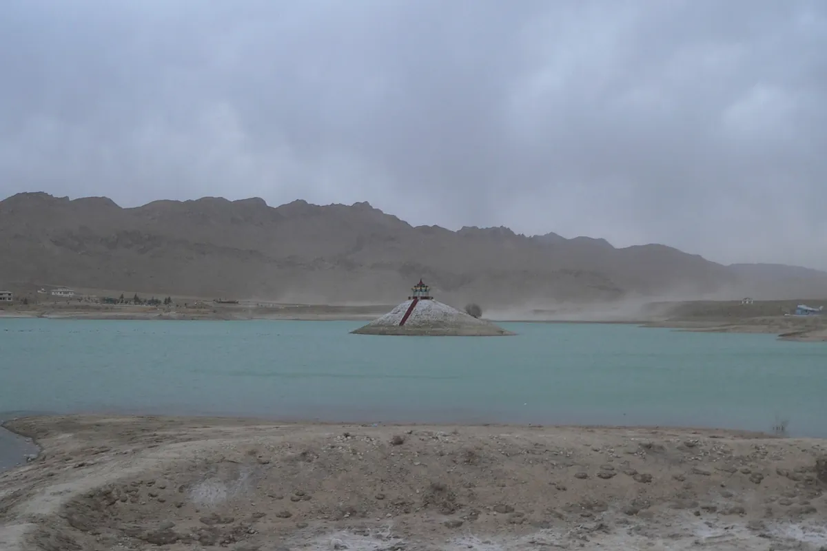 Hanna Lake near Quetta with hills behind