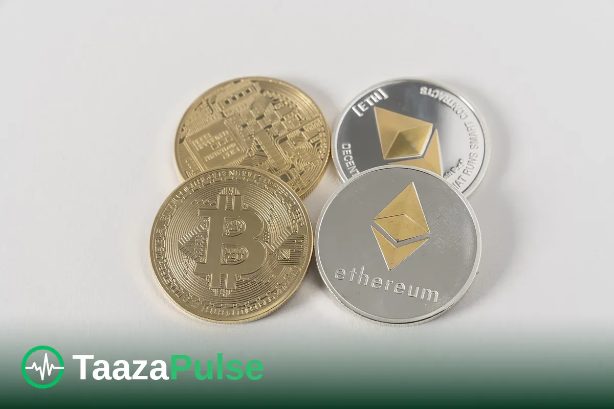 Physical bitcoin and ethereum coins