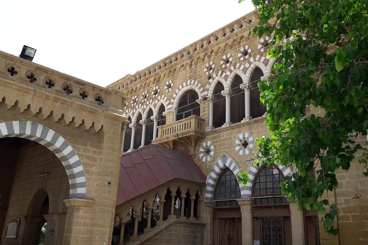 Frere Hall in Karachi framed by green trees