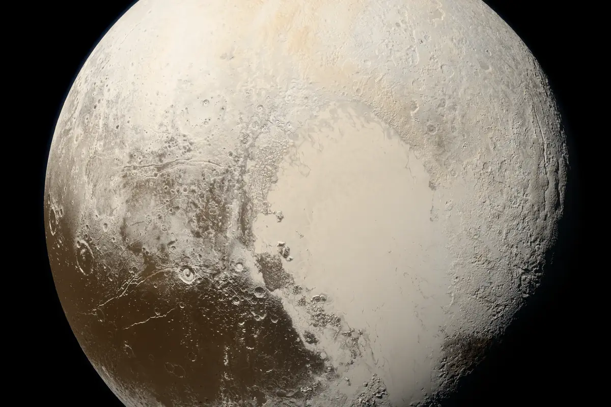 Pluto in true colour, photographed by NASA's New Horizons spacecraft