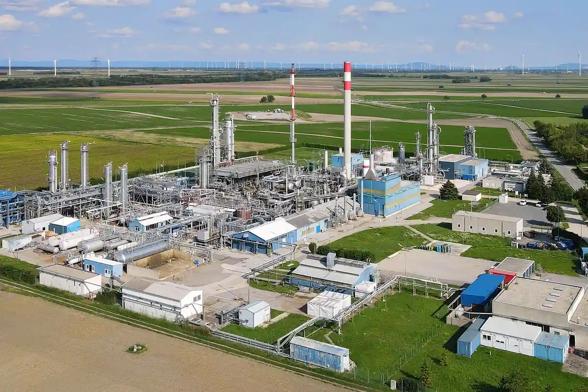 A gas processing plant seen from above