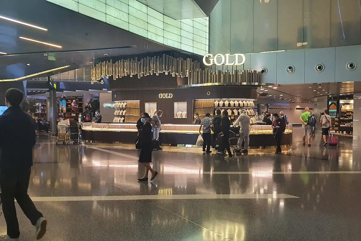 A gold jewellery shop with display counters