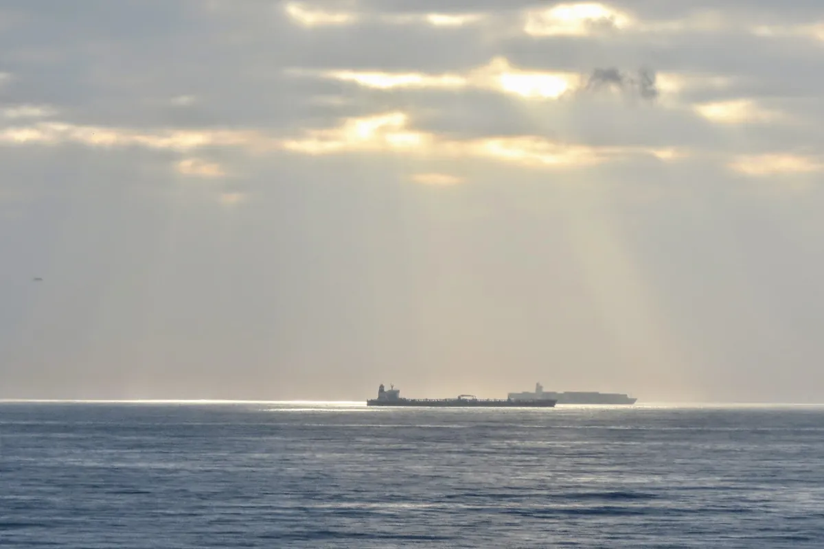 An oil tanker at sea