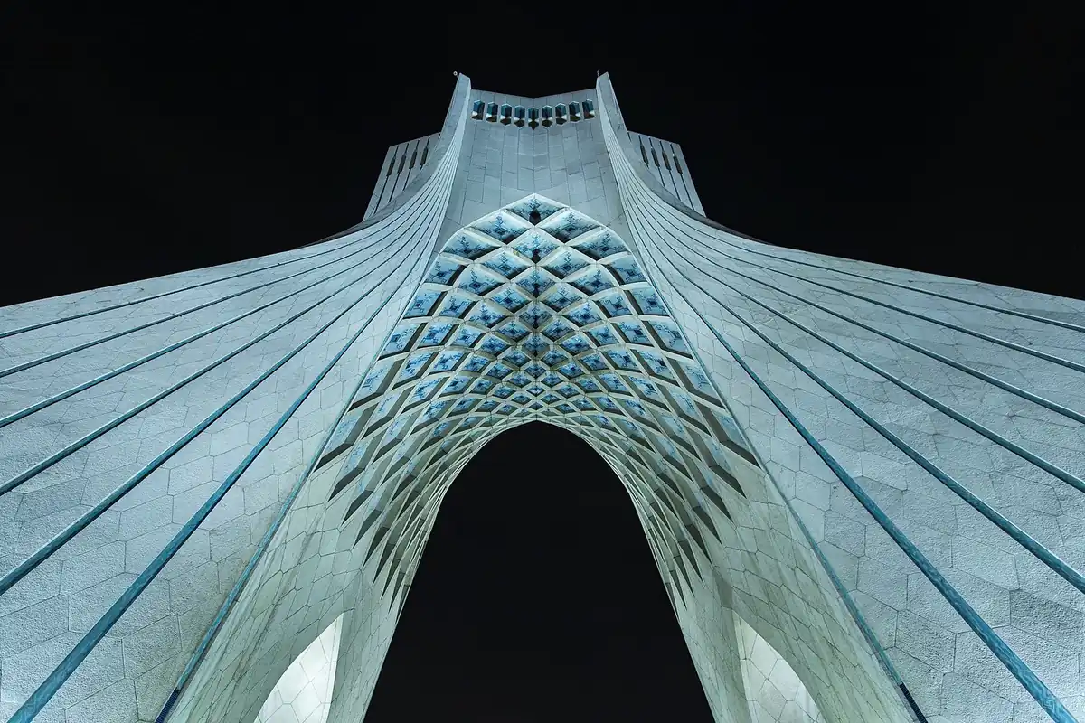 Azadi Tower in Tehran at night