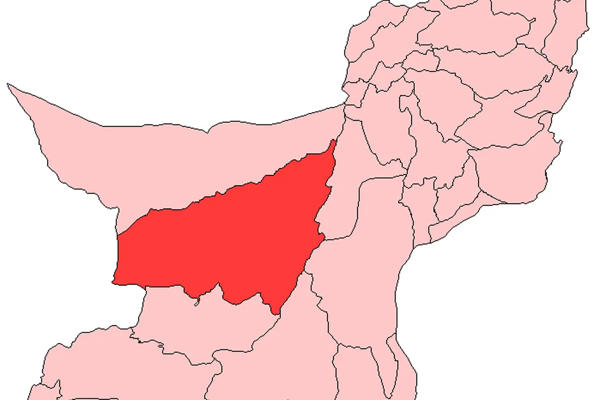Map of Balochistan districts with Kharan district highlighted in red