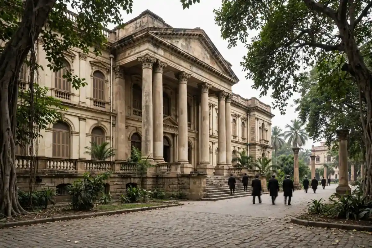 Historic courthouse building with tall columns in Pakistan