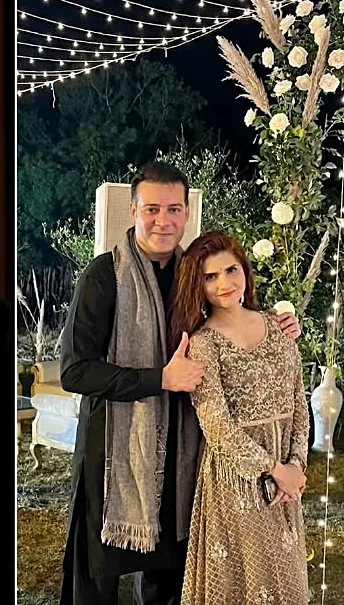 Moammar Rana with his wife Mehnaz Pervaiz at an event