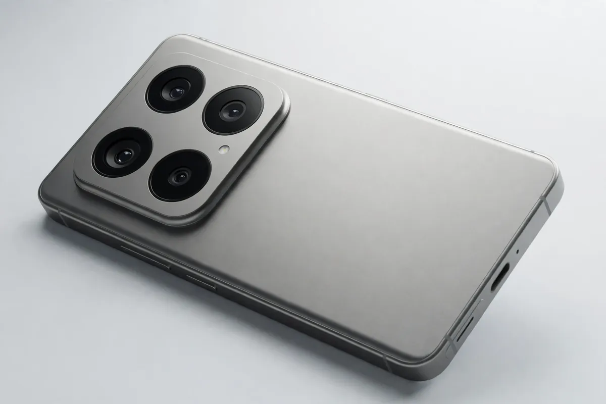Infinix Note 60 Pro style smartphone with a titanium grey back and large camera island in a studio product shot