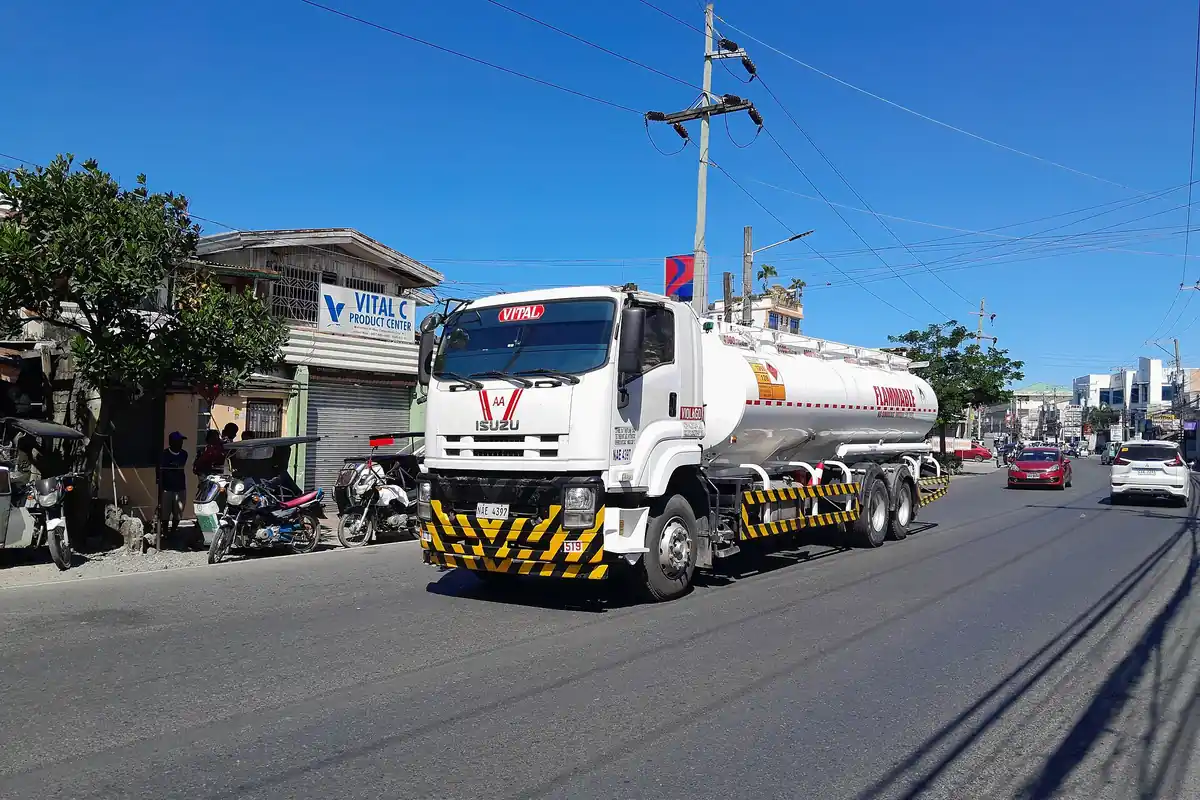 A fuel tanker truck on a road