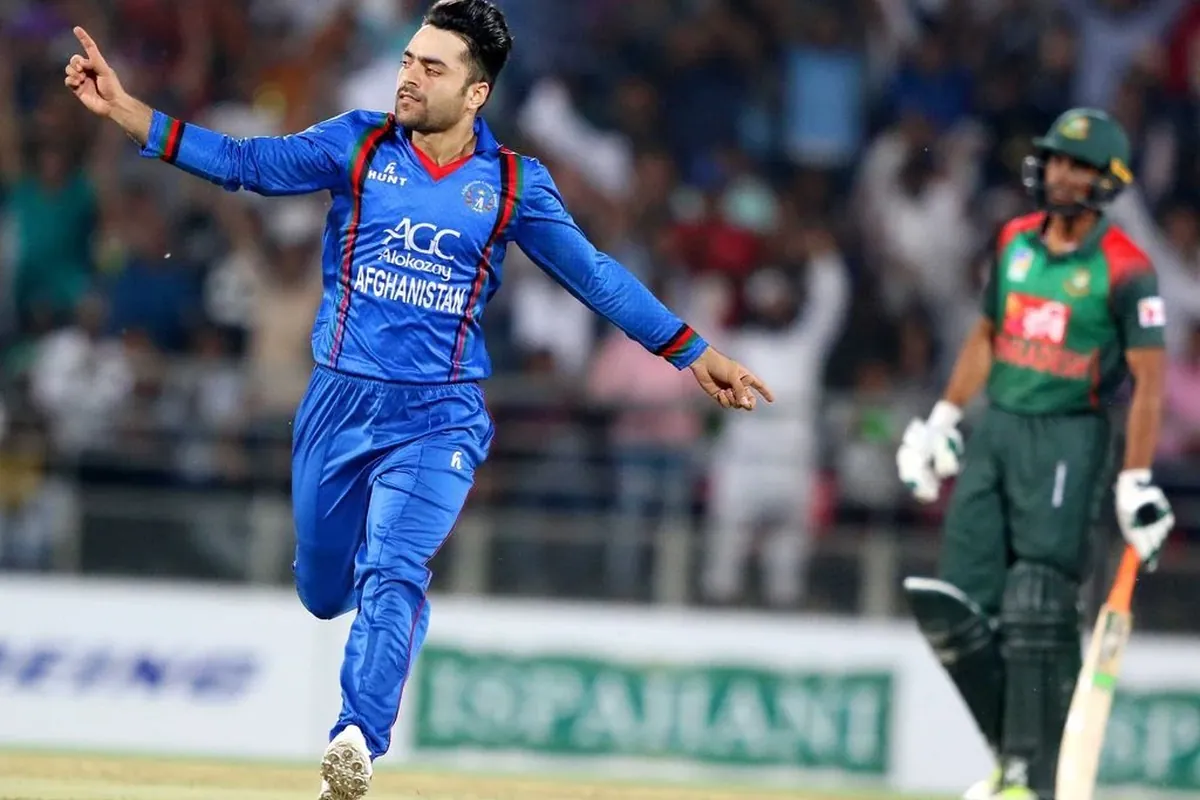 Rashid Khan celebrating a wicket for Afghanistan