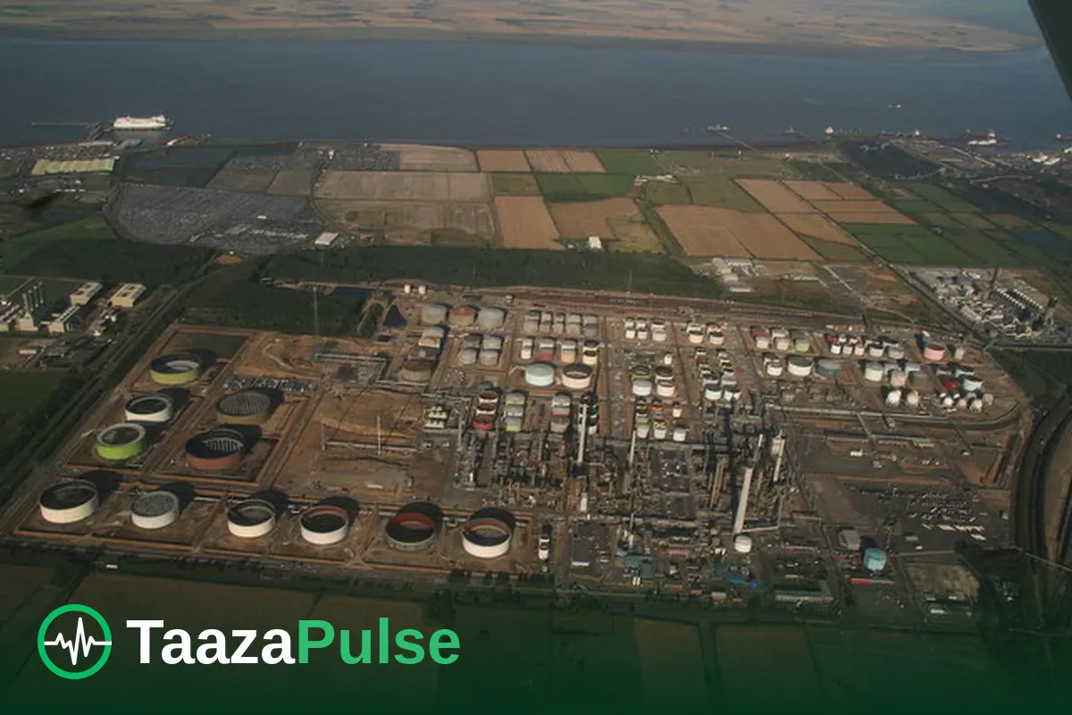 An oil refinery seen from above