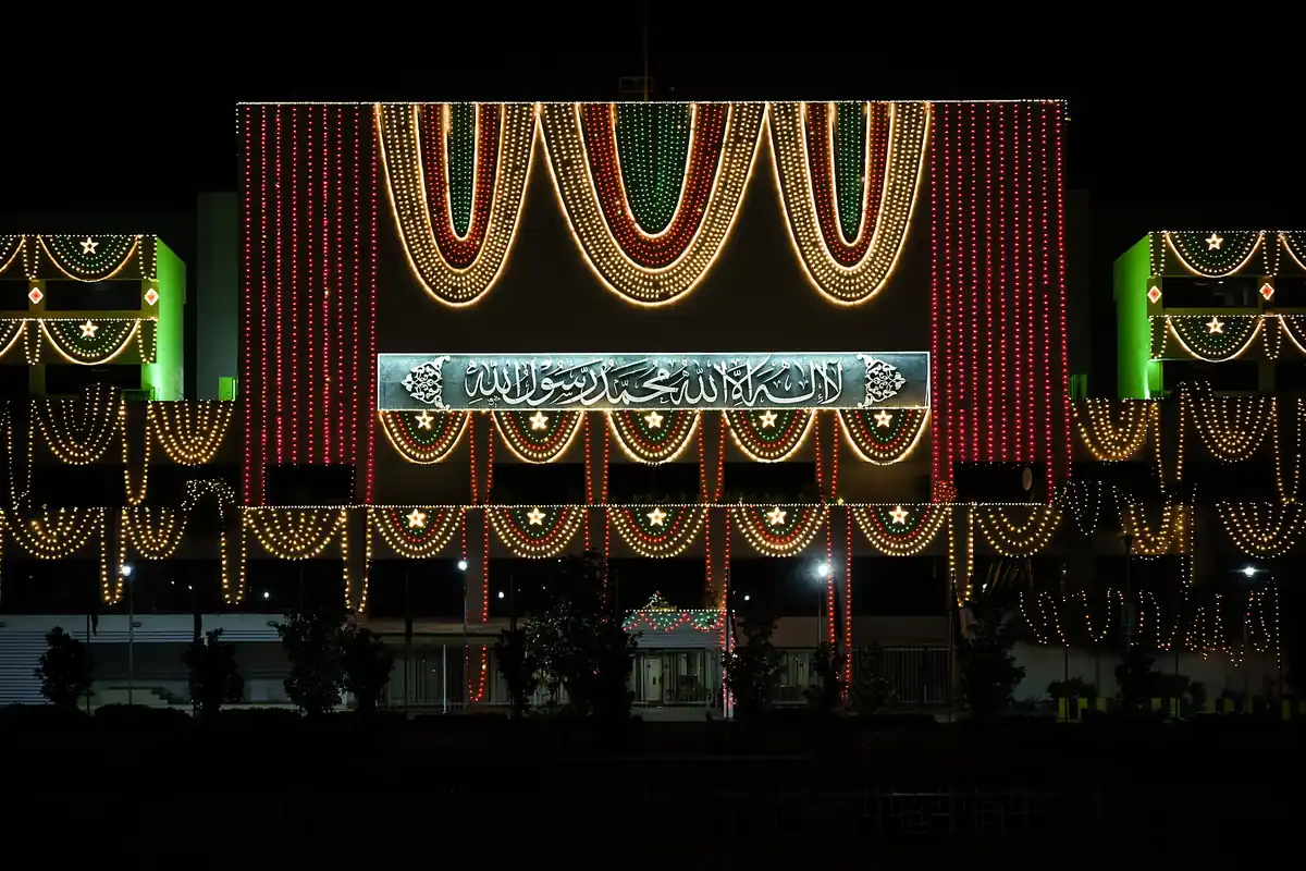 Parliament House, Islamabad, illuminated at night