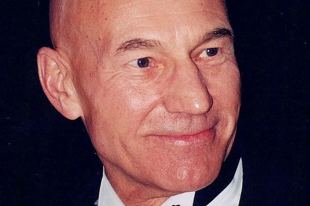 Sir Patrick Stewart, actor, in a portrait photograph