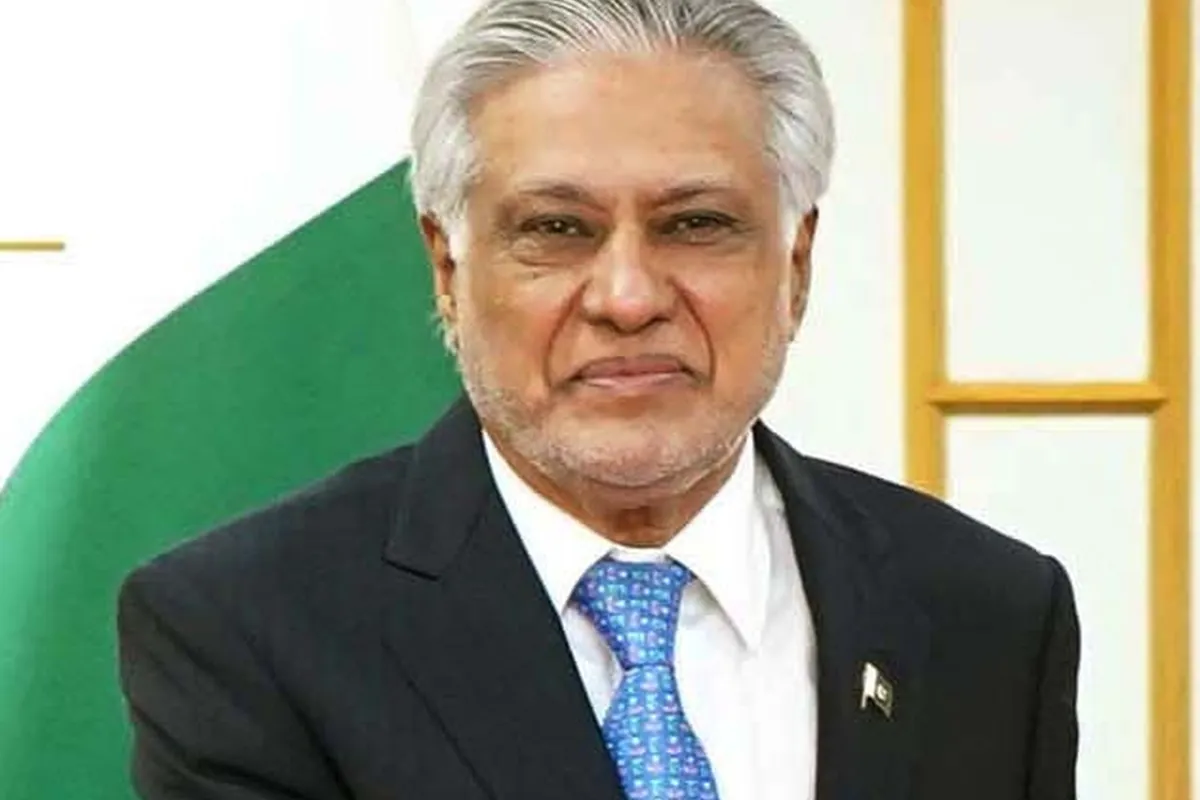 Deputy Prime Minister Ishaq Dar in 2025, standing before the Pakistan flag
