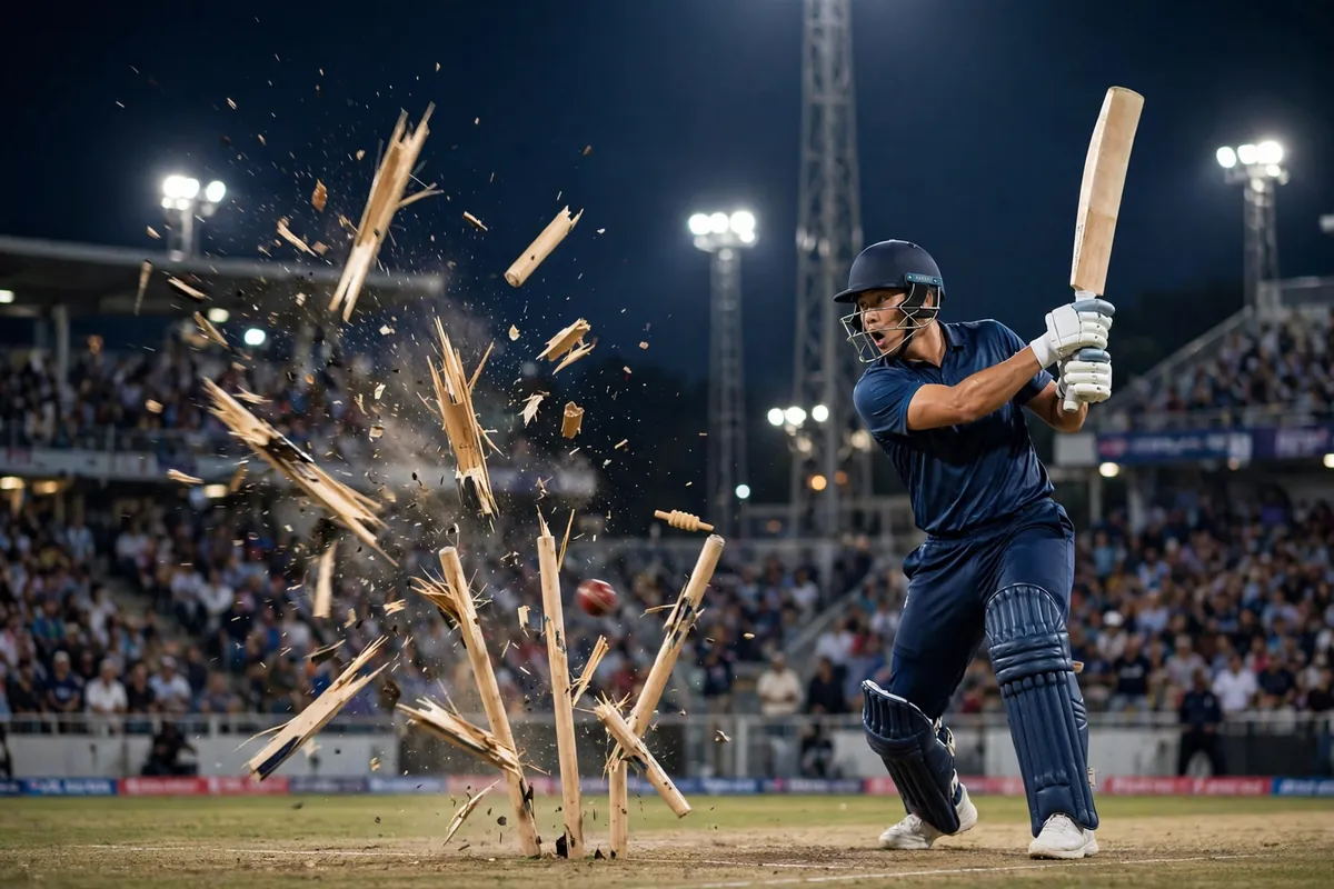 Batsman bowled with stumps flying in a day-night ODI